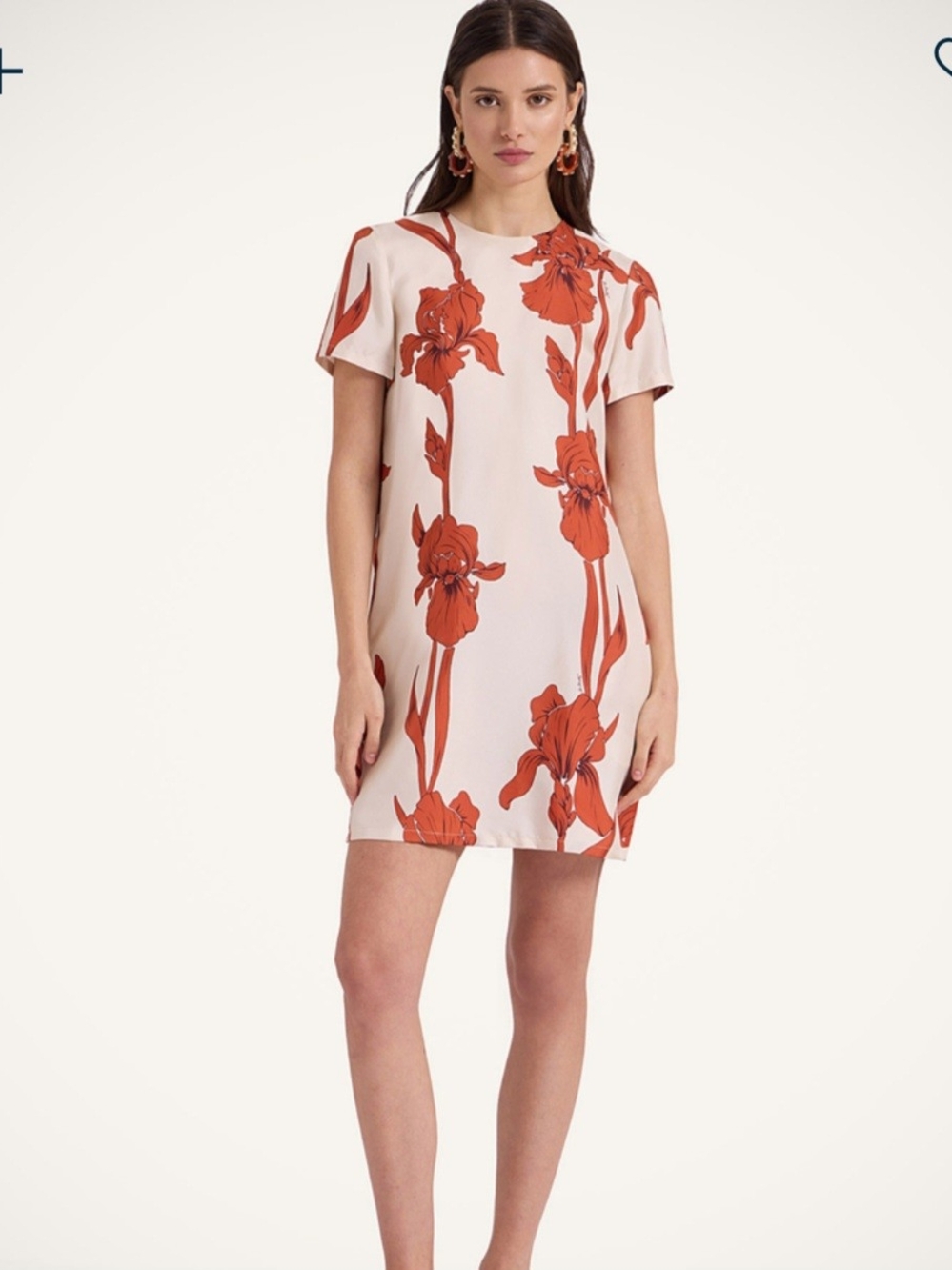 Iris Dark Orange in Silk Twill: Mini Swing Dress